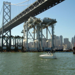 ZPMC Cranes Passing Under Bay Bridge