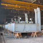 Float During Construction with Fender Supports Attached