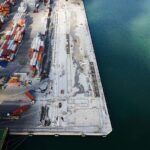 PED Port Everglades new concrete crane rail wharf aerial view Florida