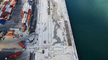 PED Port Everglades new concrete crane rail wharf aerial view Florida