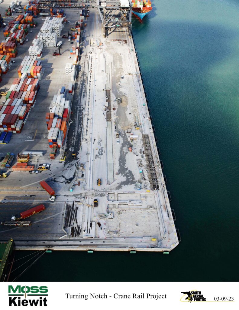 PED Port Everglades new concrete crane rail wharf aerial view Florida